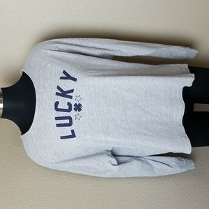 Lucky Brand LUCKY 4 Leaf Clover Gray Top
